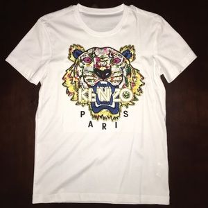 KENZO Mens Embroidered Tiger T Shirt High Fashion